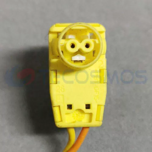 Car Connector For sensor has a yellow and white cover with two pins CT2-0149M-3